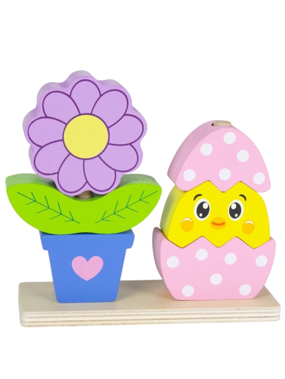 Spark Create Imagine Wood Chick & Flower Stacking Puzzle